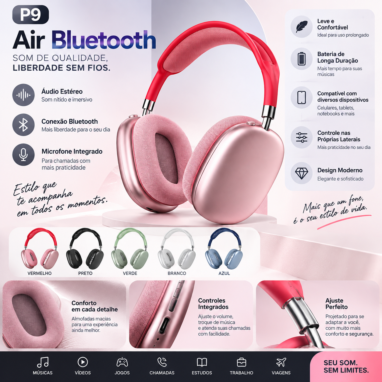Fone sem fio - Air Bluetooth
